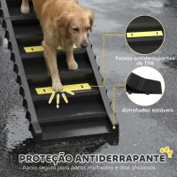 PawHut Rampa para Cães Dobrável 154 cm Rampa para Cães para Carro e Cama com 10 Degraus Antideslizantes Suporta até 68 kg Preto(m-5)