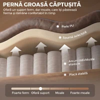 HOMCOM Fotoliu din Piele Ecologică PU cu Șezut Generos, Cotiere și Picioare din Lemn de Eucalipt, Maro(m-5)