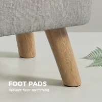 HOMCOM Linen-Look Square Padded Footstool - Light Brown(m-6)