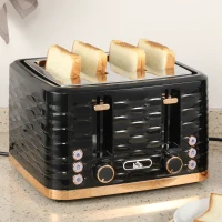 HOMCOM Four-Slice Rippled Toaster - Black(m-10)