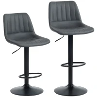 HOMCOM Barhocker 2er-Set im Retrodesign, mit Fußstütze, höhenverstellbar, 43 cm x49,5 cm x 111 cm(m-1)