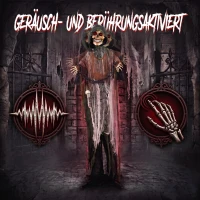 HOMCOM Animierter Sensenmann, 170 cm, lebensgroße Halloween-Animatronic mit beweglichen Händen/Kopf, leuchtenden Augen und Gruselsound(m-5)