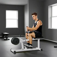 SPORTNOW Macchina per Polpacci Seduti Regolabile, per Allenamento Gambe Polpacci, Vita e Braccia, Palestra Casa Domestica, Bianco(m-10)