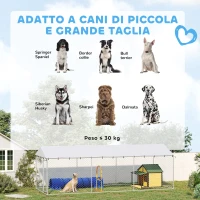 PawHut Recinto per Cani da Esterno con Rete Zincata e Serratura, in Acciaio e Tessuto Oxford, 6x2.3x2 m, Argento(m-4)