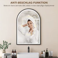 HOMCOM LED Badezimmerspiegel 60 x 90 cm mit Beleuchtung, Front- & Rückbeleuchtung, Memory-Funktion, Touch-Schalter, Schwarz(m-6)