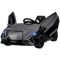 HOMCOM Lamborghini Sian Licensed Electric Car for Kids, 12V Kids Electric Ride on Car with Dual Motors, Remote Control, Black(m-15)