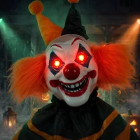 HOMCOM 190cm Life Size Animated Clown Halloween Decoration, Scary Halloween Animatronics Decor with Sound Touch Activated(m-10)