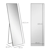HOMCOM Großer Standspiegel, Wandspiegel, Ganzkörperspiegel, 161,5 cm, Silber(m-3)