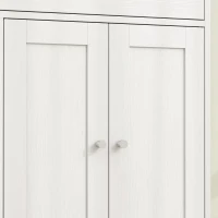 HOMCOM Bathroom Floor Cabinet, Freestanding Bathroom Cabinet with Drawer, Door, Open Shelves, White(m-11)