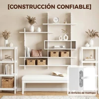 HOMCOM Estantería Flotante de Pared Geométrica con 4 Niveles y Compartimento Central Blanca(m-8)