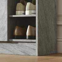 HOMCOM Schuhschrank, Platz für 12 Paar Schuhe, 2 Türen und 4 offene Fächer, für Flur oder Eingangsbereich, Grau(m-9)