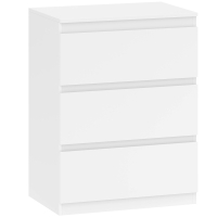 HOMCOM Kommode mit 3 Schubladen, für Wohnzimmer, Schlafzimmer, Flur, Spanplatte, Weiß