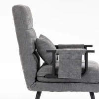 HOMCOM Sillón Cama Individual de Chenilla Plegable 3 en 1 con Respaldo Click-Clack Gris(m-9)
