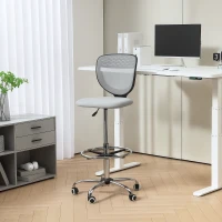 Vinsetto Bürostuhl, Arbeitsstuhl, Schreibtischstuhl, höhenverstellbar, gepolstert, Hellgrau(m-10)
