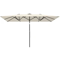 Outsunny Umbrelă Dublă Inclinabilă și Reglabilă cu Frânghie, din Poliester și Metal, 150x295x170-214 cm, Crem(m-12)