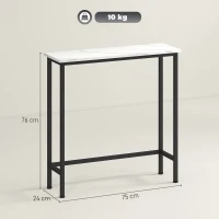 HOMCOM Konsolentisch Flurtisch mit verstellbar Fußpads, Kippschutz 75 x 24 x 76 cm für Kleinen Raum Schwarz(m-3)