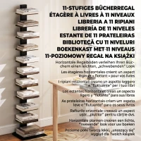 HOMCOM Bibliotecă Tip Turn Multifuncțională cu 11 Rafturi, Maro Rustic(m-4)