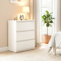 HOMCOM Kommode mit 3 Schubladen, Moderne Aufbewahrungsmöbel für das Schlafzimmer, Weiß(m-2)