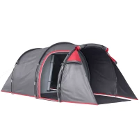 Outsunny Tienda de Campaña Familiar 2 Personas Plegable Impermeable a Prueba de UV 20+ con Vestíbulo 426x206x154 cm Gris Oscuro(m-1)