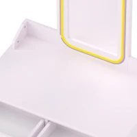 AIYAPLAY Kids Dressing Table, Girls Vanity Set with Stool, 3-Colour LED Lights Mirror, Large Drawer for Ages 3-8, Pink(m-12)