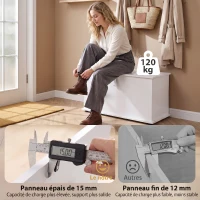 HOMCOM Coffre de Rangement, Banc de Rangement avec Couvercle Rabattable et Charnières de Sécurité, 80 x 40 x 45 cm, Blanc(m-6)