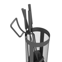 Outsunny 5-Piece Fireplace Tools Set with Mesh Basket, Indoor Outdoor Fireside Accessories for Fireplaces, Fire Pits, Black(m-9)