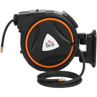 HOMCOM Tambur Automat Retractabil pentru Furtun 20 m, Montare pe Perete, Pivotant 180°, Negru și Portocaliu(m-12)