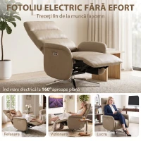 HOMCOM Fotoliu Electric Reclinabil și Rotativ cu Suport pentru Picioare, USB, Maro(m-4)