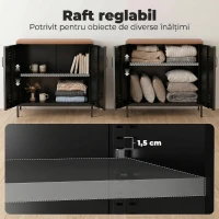 HOMCOM Bufet Metalic cu 2 Uși și Raft Reglabil, pentru Living sau Birou, Negru(m-6)
