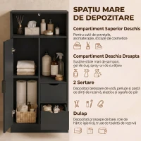 HOMCOM Dulap Baie Îngust cu 2 Sertare și Rafturi Reglabile pentru Bucătărie, Living, Hol, Negru(m-4)