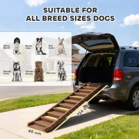 PawHut Dog Car Ramp with Anti-Slip Steps, 10-Steps Pet Stairs for Pets to Access Cars and High Beds, Brown(m-3)