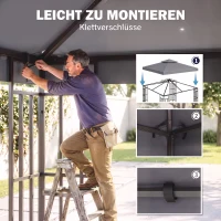 Outsunny Ersatzdach für Pavillon 3 x 3 m wasserdicht Pavillondach mit Doppeldach Ablauflöcher, Ersatzbezug Ersatzteile für Gartenpavillon Gartenzelt Dunkelgrau(m-5)