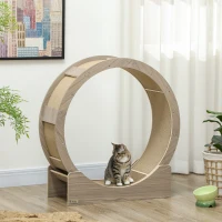 PawHut Katzenlaufrad, Laufrad für Katzen, 91 cm, mit Bremse, Kratzmatte, Katzenrad für gesunde Bewegung, Walnuss(m-10)