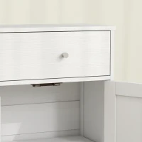 HOMCOM Bathroom Floor Cabinet, Freestanding Bathroom Cabinet with Drawer, Door, Open Shelves, White(m-10)