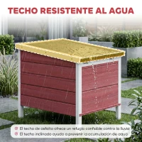 PawHut Conejera de Madera Exterior Jaula Caseta para Roedores Mascotas Pequeñas con Techo Asfáltico Se Puede Abrir y Rampa Antideslizante 42x51x43 cm Rojo(m-5)
