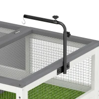PawHut Casa para Tortugas de Madera con Dos Casas Principales Techo Abatible Soporte para Lámpara Gris(m-6)