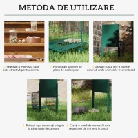 Outsunny Cușcă Capcană pentru Animale Mici cu O Ușă și Mâner, 80x25x30 cm, Verde Închis(m-4)
