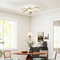 HOMCOM Ceiling Fan with Light and Remote, 3 Colour Temperatures, LED Mount Ceiling Fan Light for Bedroom, Gold Tone(m-10)