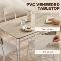 HOMCOM Ensemble Table Salle à Manger avec 2 Chaises et Banc, Assises Rembourrées, pour Salon, Petit Espace, Chêne et Blanc(m-8)