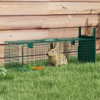 Outsunny Cușcă Capcană pentru Animale Mici cu O Ușă și Mâner, 80x25x30 cm, Verde Închis(m-10)