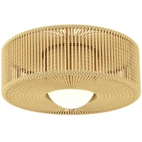 HOMCOM Deckenleuchte, Boho-Deckenlampe Hängend mit G9 LED Fassung, Lampenschirm aus Hanfseil Rund(m-12)