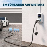 HOMCOM Typ 2 EV-laadkabel, 11 kW, 16 A, Mode 3, 3-fasen, 5 m – Verlengkabel voor elektrische auto's & plug-in hybrides(m-3)