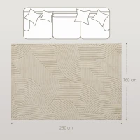 HOMCOM Covor Modern Antiderapant din Poliester și Bumbac cu Design Liniar, pentru Living, Dormitor, Crem(m-3)