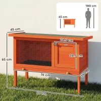 PawHut Wooden Rabbit Hutch, Guinea Pig Hutch with Asphalt Roof, Outdoor Elevated Bunny House for Rabbits, Chinchillas(m-3)