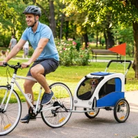 PawHut 2-in-1 Hundeanhänger für Fahrrad Faltbarer Hundebuggy für kleine & mittelgroße Hunde bis 20 kg, Hellgrau(m-2)