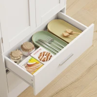 HOMCOM 159 cm Küchenschrank, verstellbare Regale, 2 Schublade, für Küche, Esszimmer, Spanplatte, MDF, Weiß(m-9)