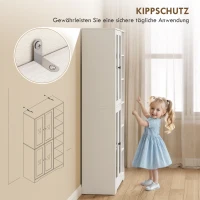 HOMCOM Küchenschrank mit Glastüren, Regale, offene Ablagen, 172 cm groß, MDF, Weiß(m-8)