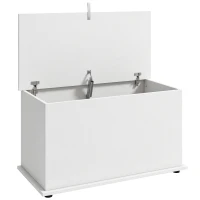 HOMCOM Coffre de Rangement, Banc de Rangement avec Couvercle Rabattable et Charnières de Sécurité, 80 x 40 x 45 cm, Blanc(m-1)