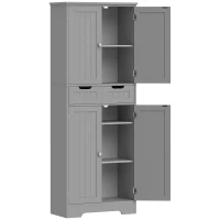 HOMCOM Mueble de baño con cajón, armario con puertas, estante ajustable, 60 x 30 x 160 cm, gris(m-1)