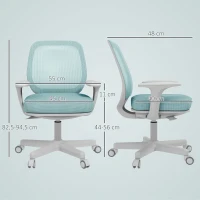 Vinsetto Bürostuhl, Ergonomisch Schreibtischstuhl mit Drehfunktion, Höhenverstellbar 55 x 48 x 82,5-94,5 cm Grün(m-3)
